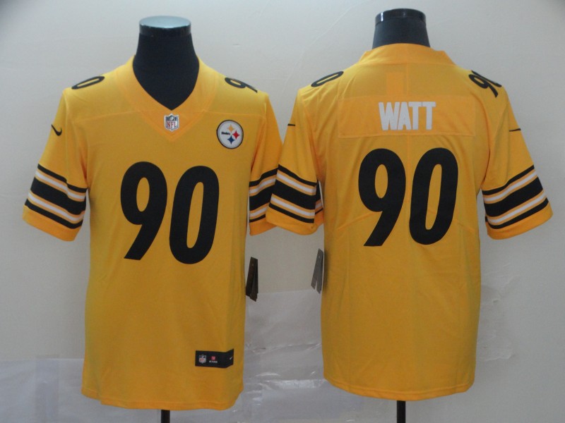Men's Pittsburgh Steelers #90 T. J. Watt Gold Inverted Legend Stitched NFL Jersey